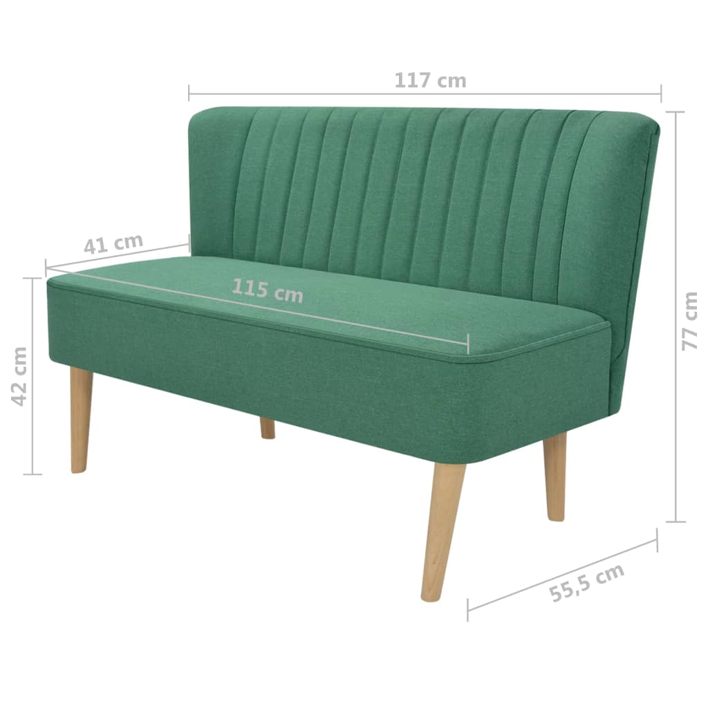 Fabric sofa, 117 x 55.5 x 77 cm, green