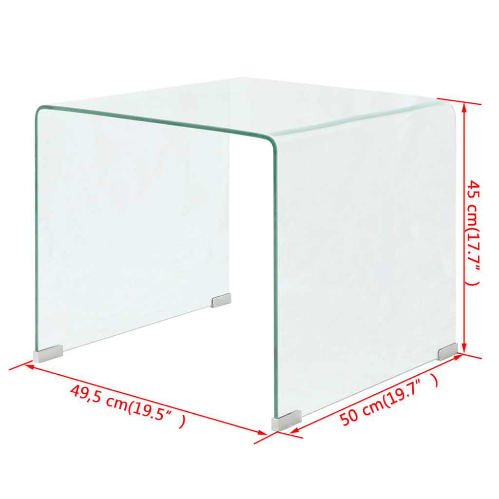 Coffee table, tempered glass 49.5 x 50 x 45 cm, transparent