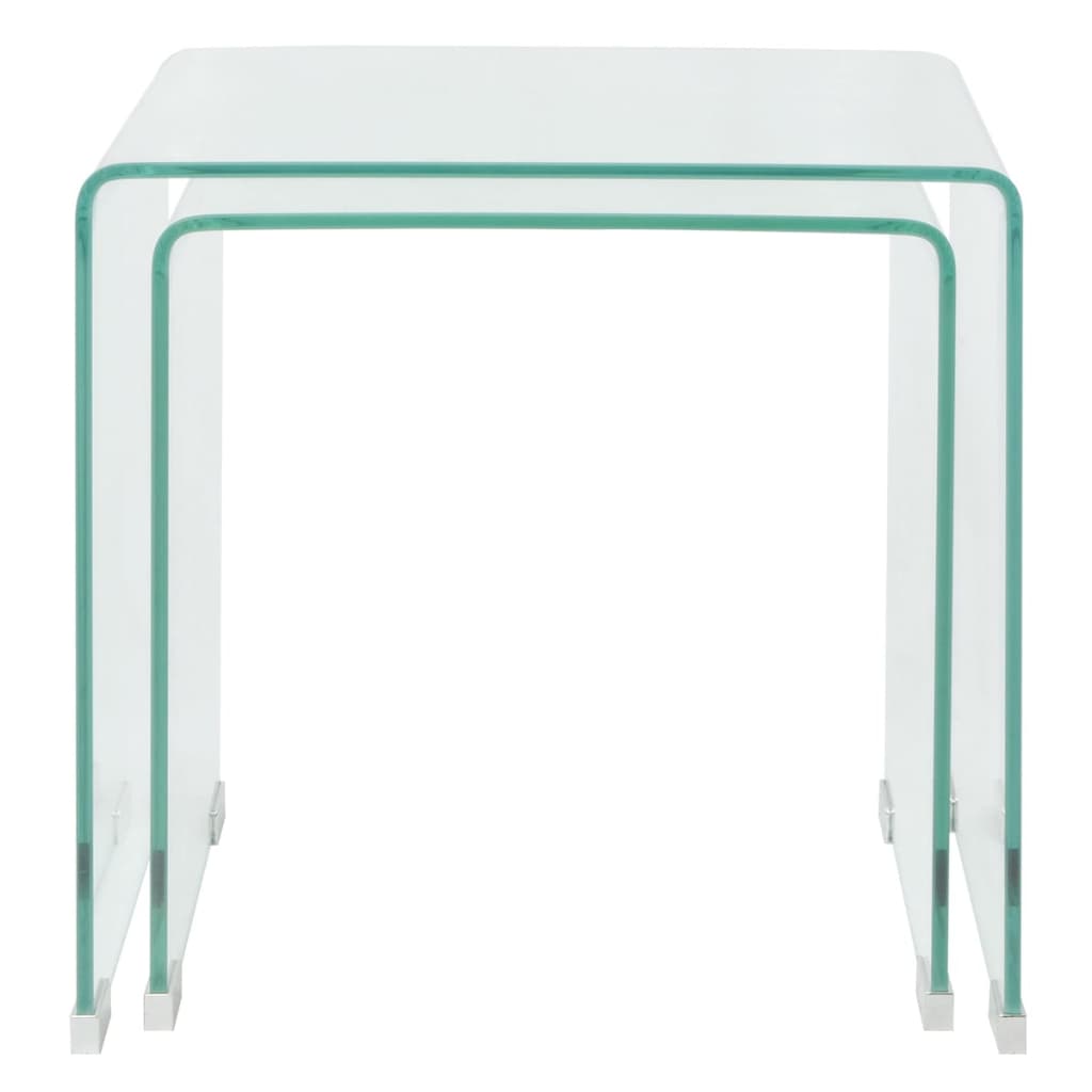 Transparent safety glass table set, stackable, 2 pieces