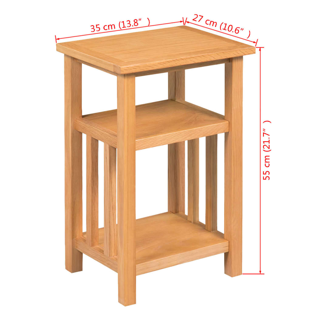 End table with magazine rack, 27 x 35 x 55 cm, solid oak