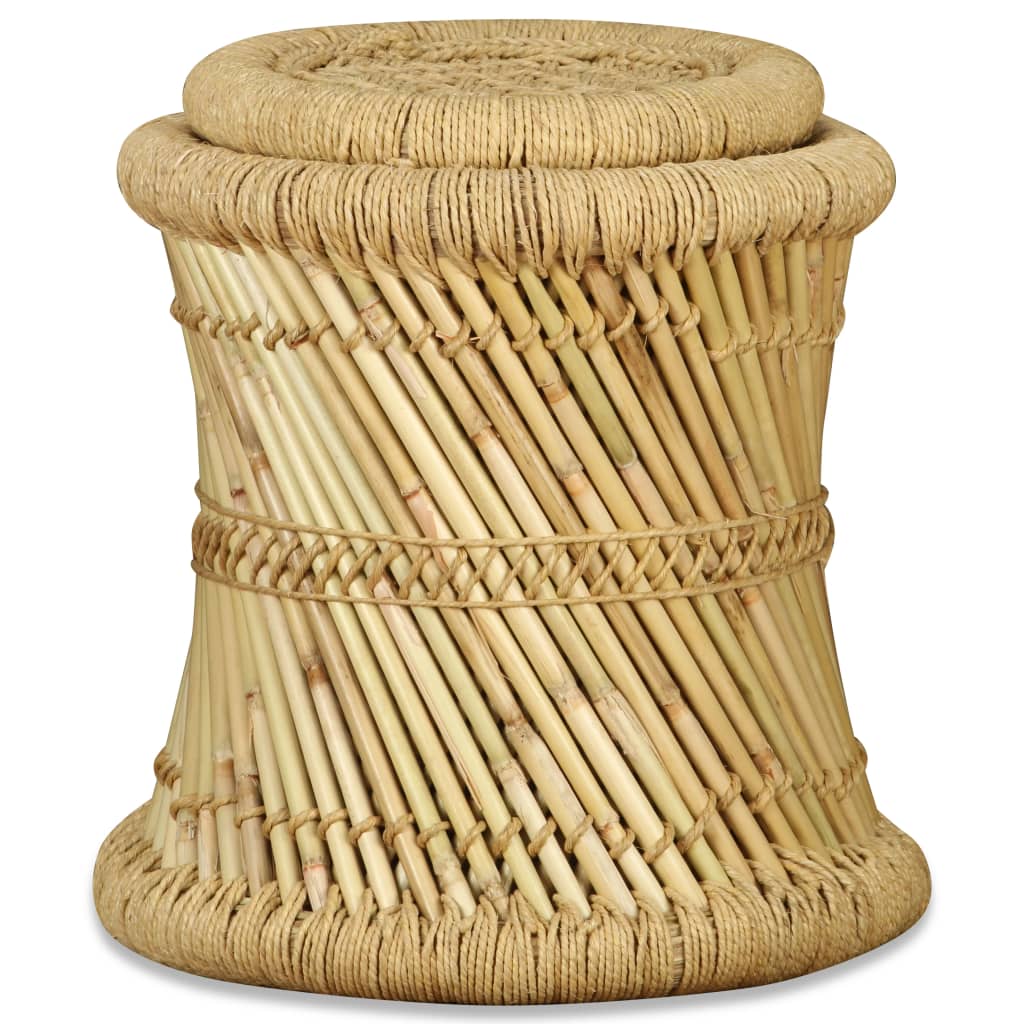 Stools, 2 pcs., bamboo and jute