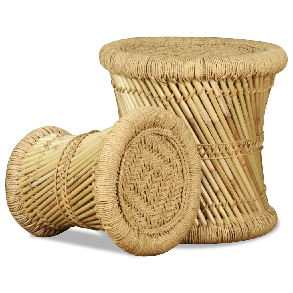 Stools, 2 pcs., bamboo and jute