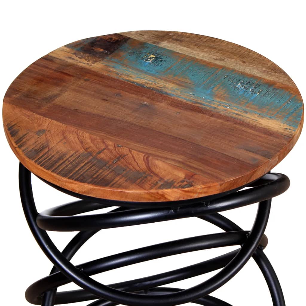 Corner table made of solid recycled wood