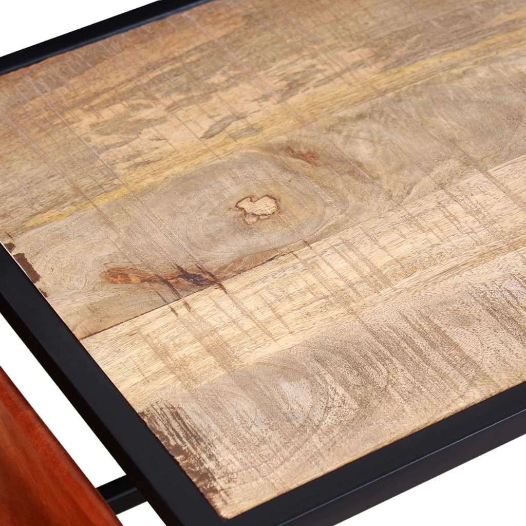 Coffee table with magazine holder made of natural leather, 110x50x45 cm