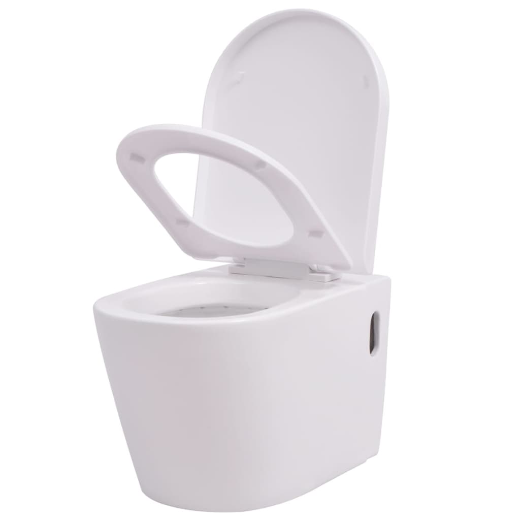 Wall-mounted toilet bowl, ceramic, white