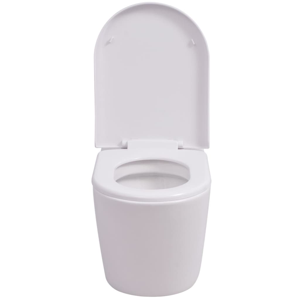 Wall-mounted toilet bowl, ceramic, white