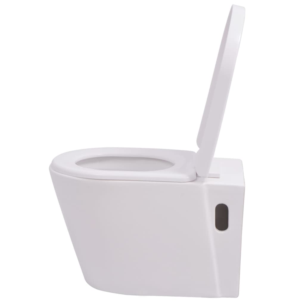 Wall-mounted toilet bowl, ceramic, white