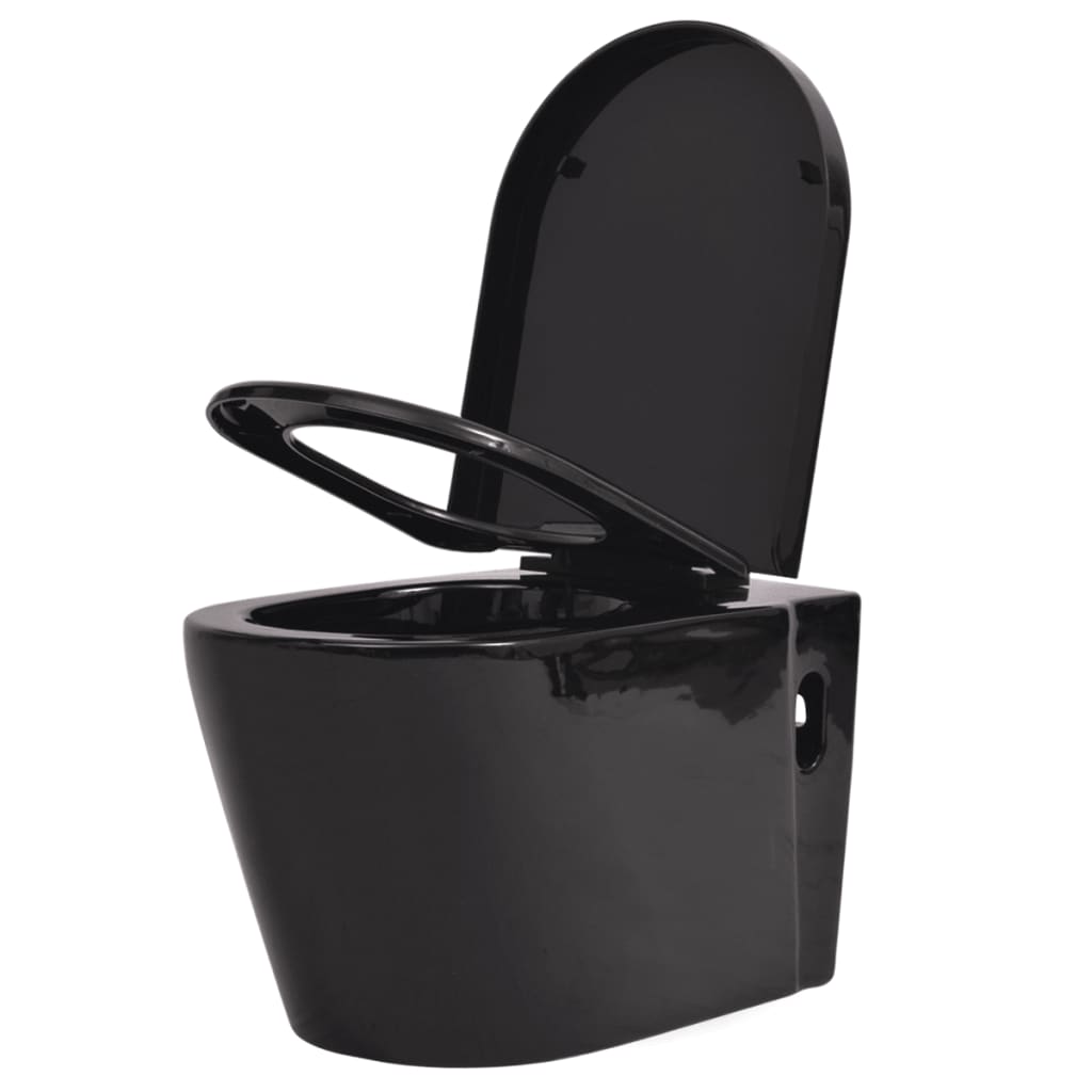 Wall-mounted toilet bowl, ceramic, black