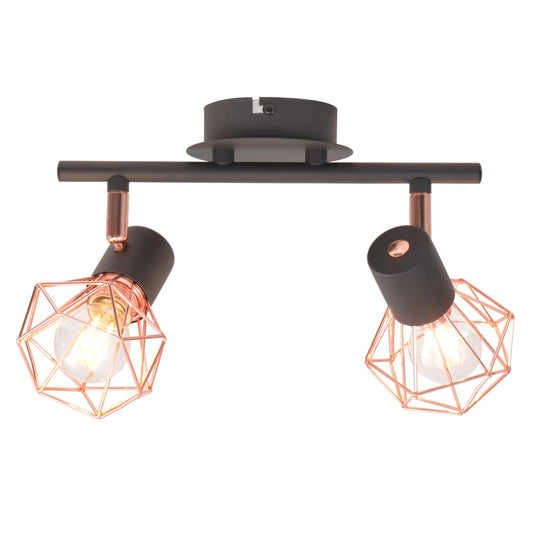 Ceiling lamp with 2 E14 spotlights, black and bronze