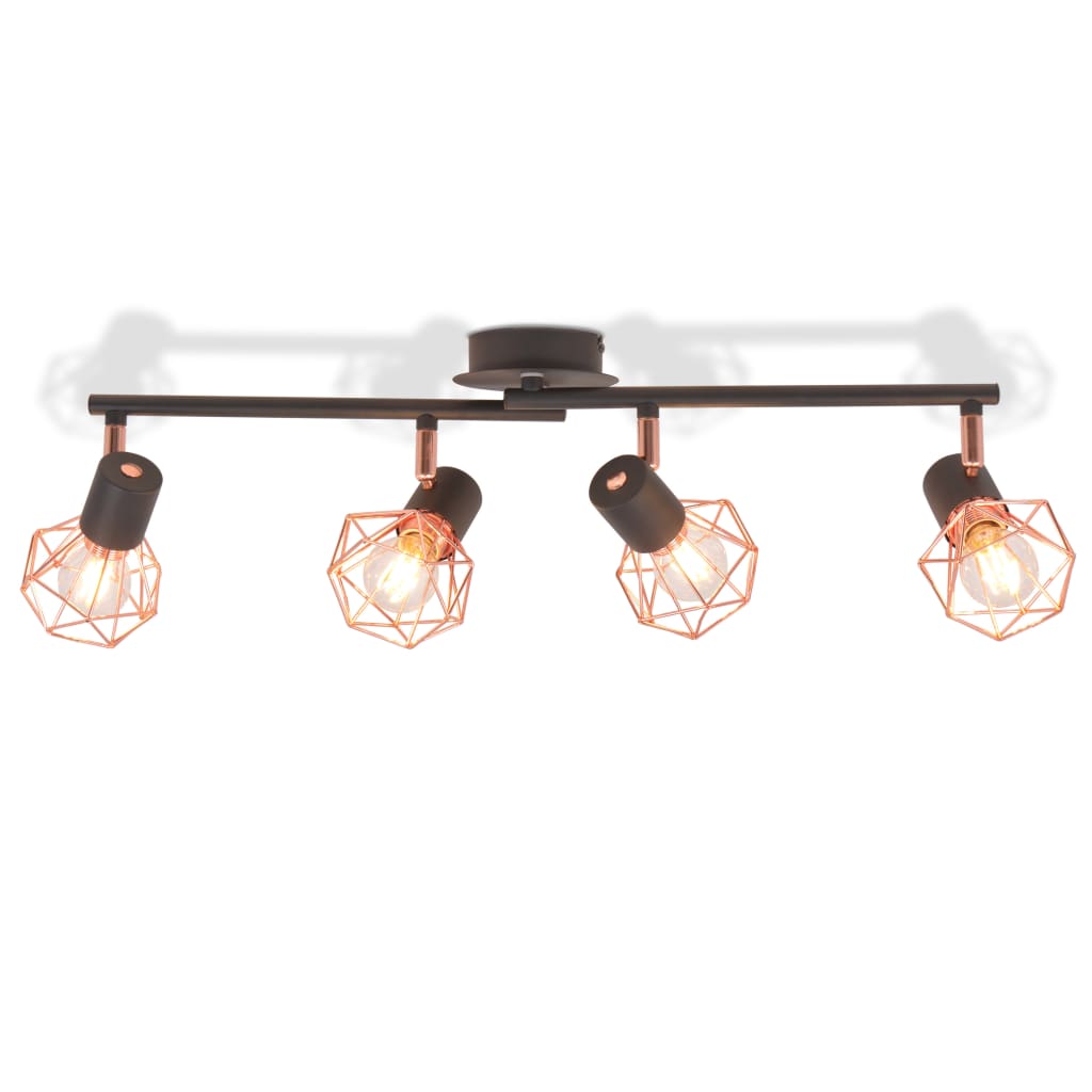 Chandelier with 4 E14 spotlights, black and copper