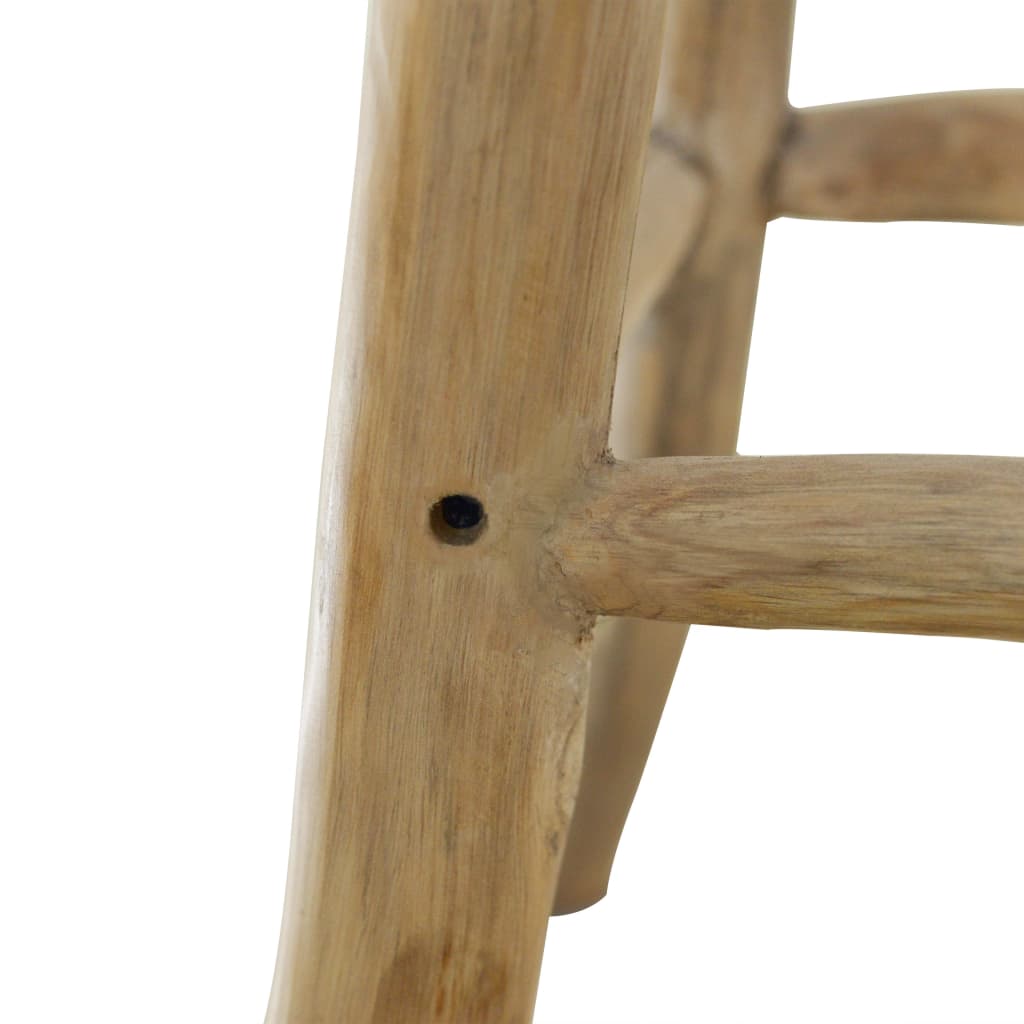 Bar stool, natural leather and solid teak wood