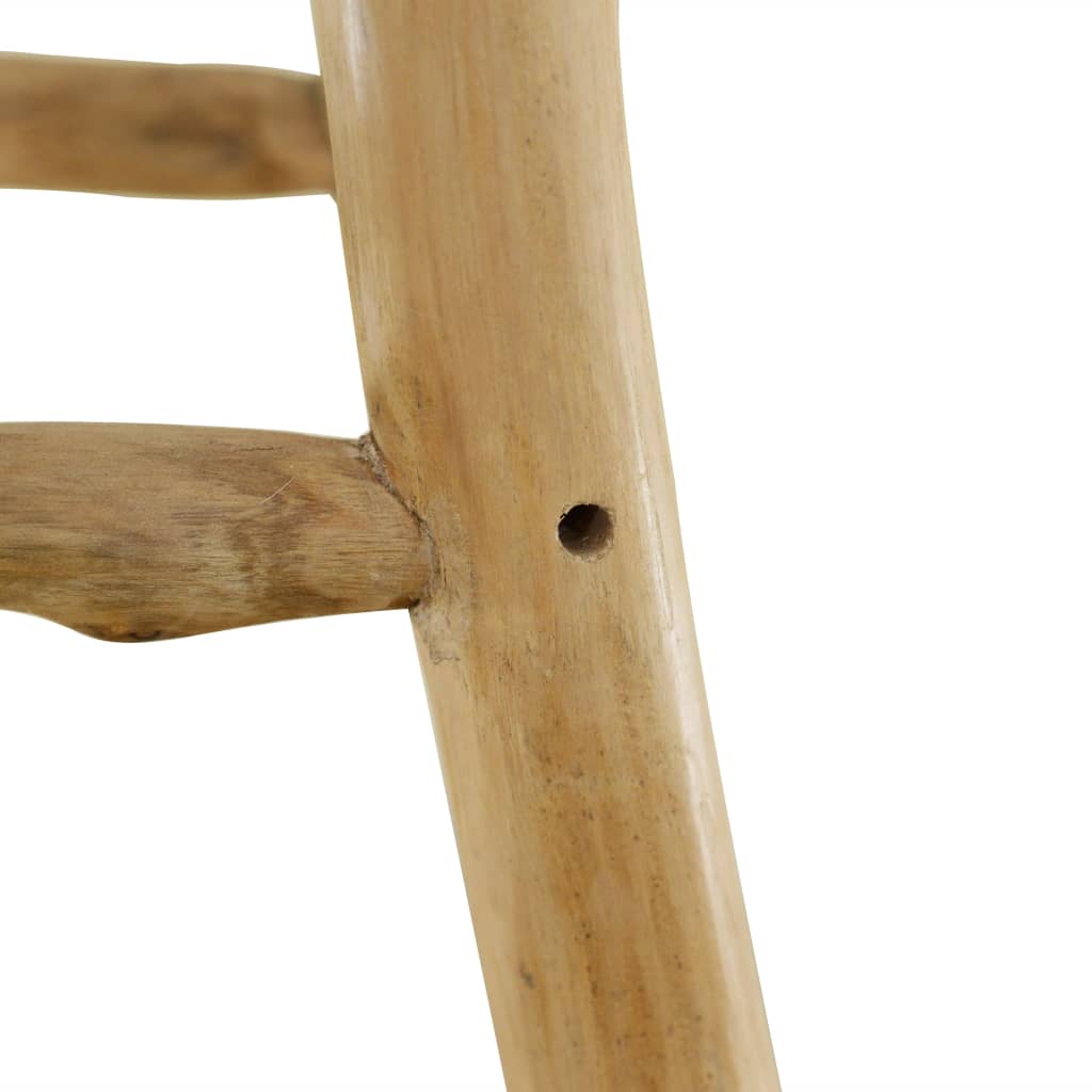 Bar stool, natural leather and solid teak wood