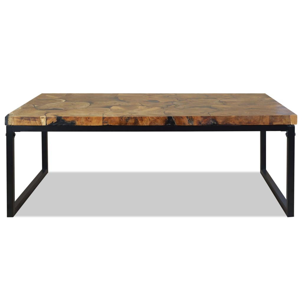 Teak and resin coffee table, 110 x 60 x 40 cm