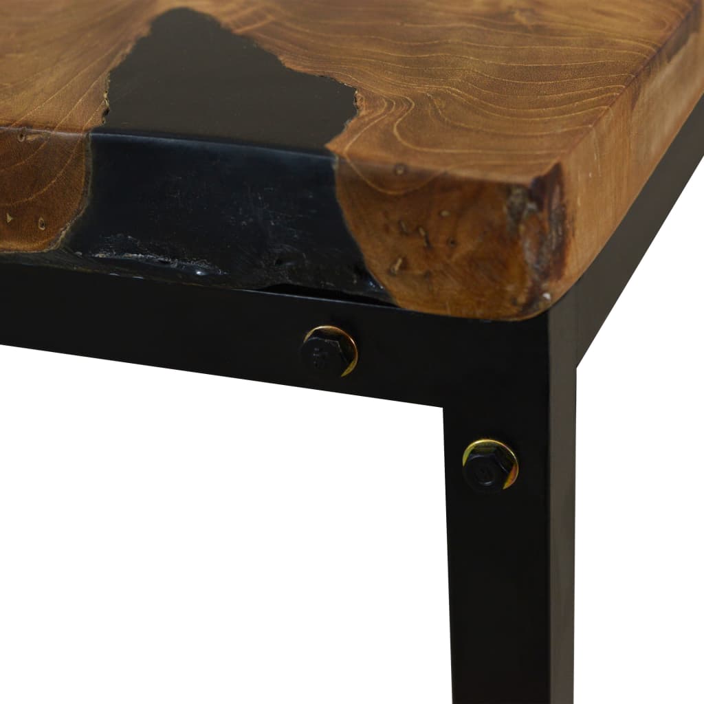 Teak and resin coffee table, 110 x 60 x 40 cm