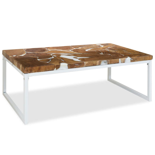 Teak and resin coffee table, 110 x 60 x 40 cm