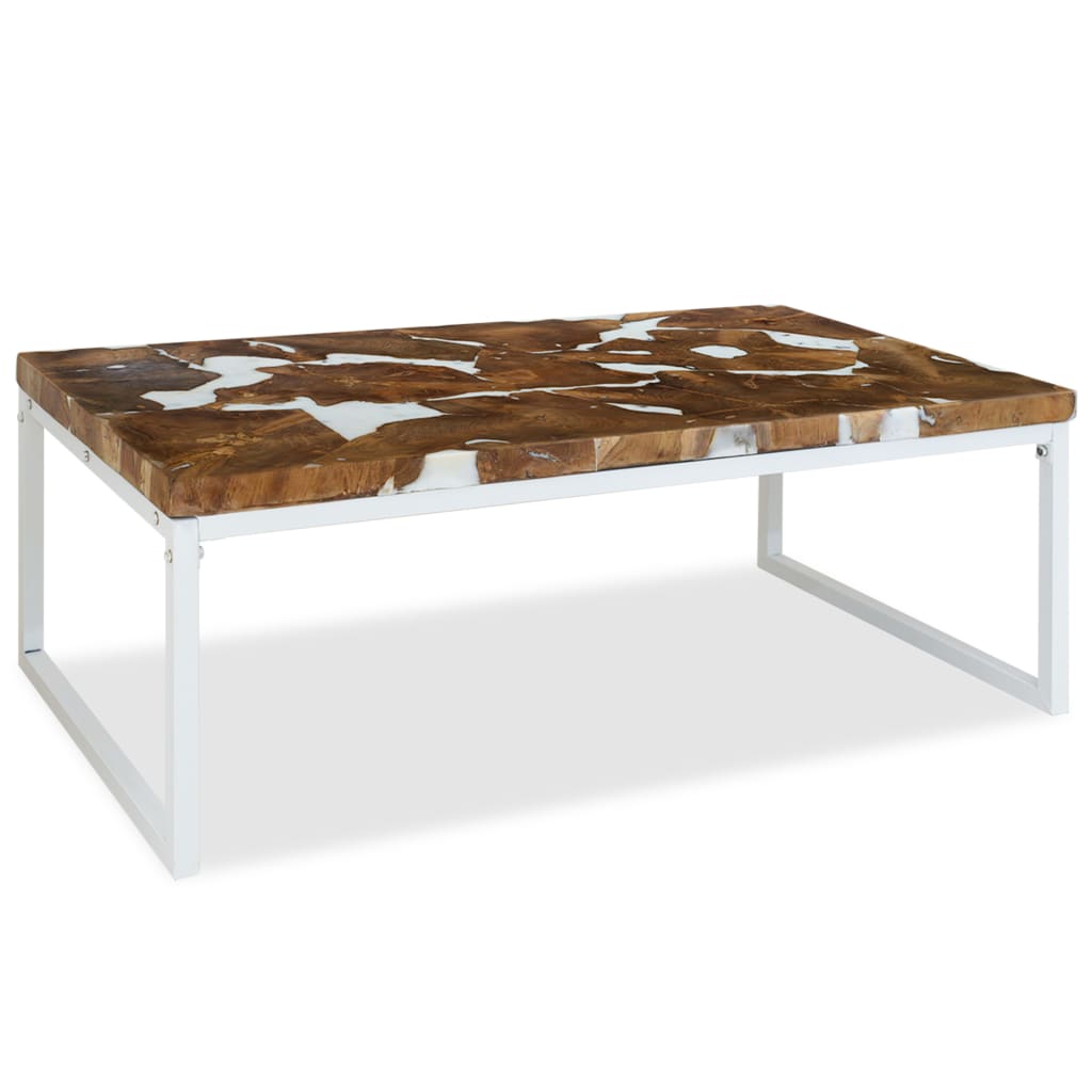 Teak and resin coffee table, 110 x 60 x 40 cm