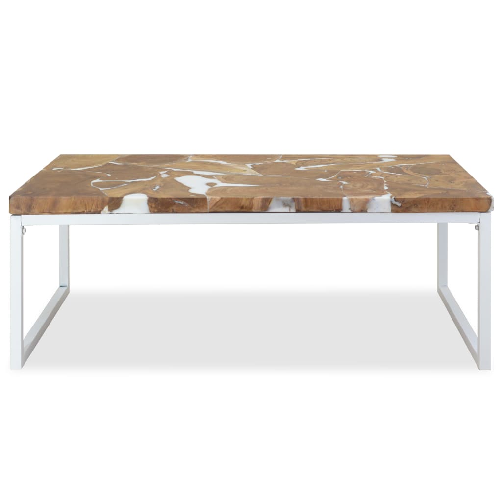 Teak and resin coffee table, 110 x 60 x 40 cm