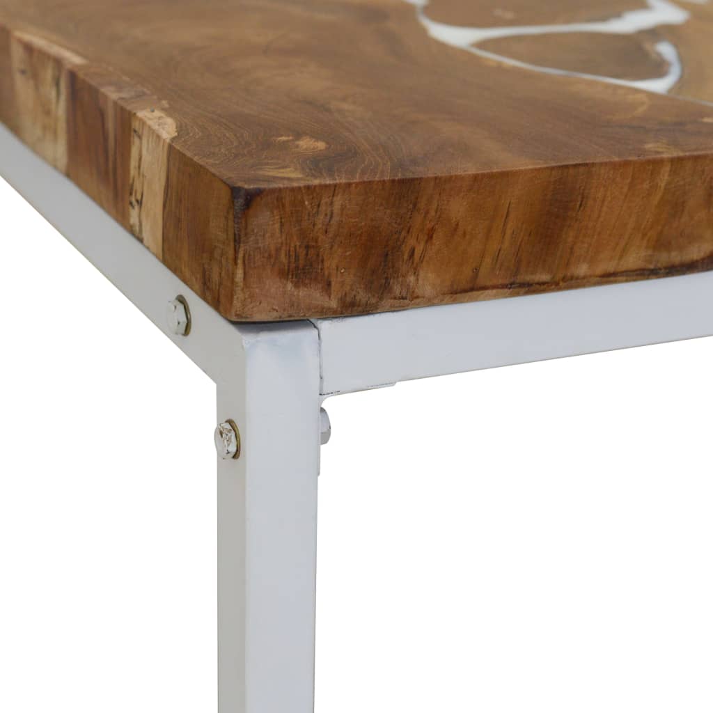 Teak and resin coffee table, 110 x 60 x 40 cm