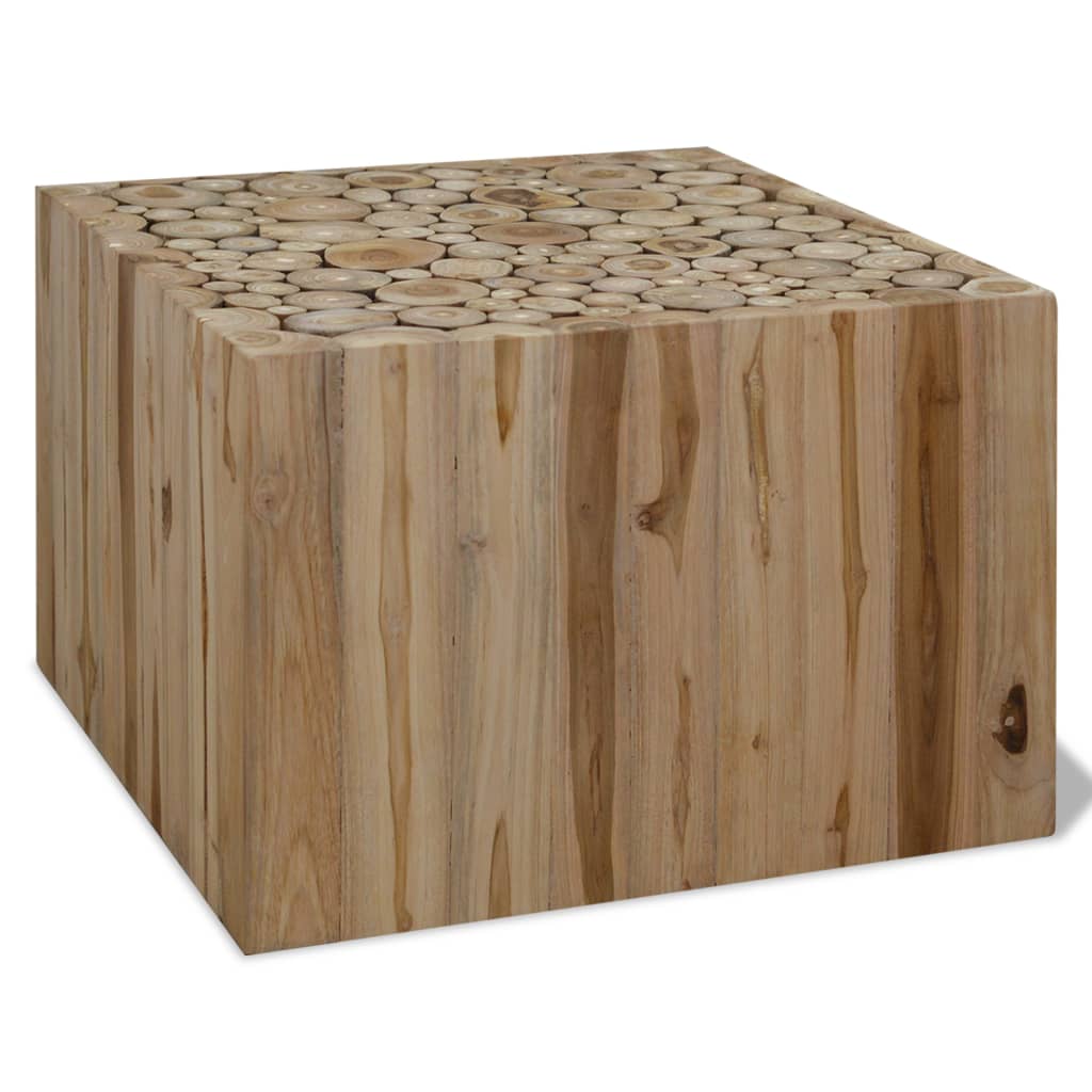 Coffee table, natural teak wood, 50 x 50 x 35 cm