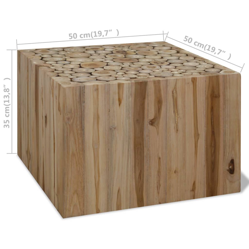 Coffee table, natural teak wood, 50 x 50 x 35 cm