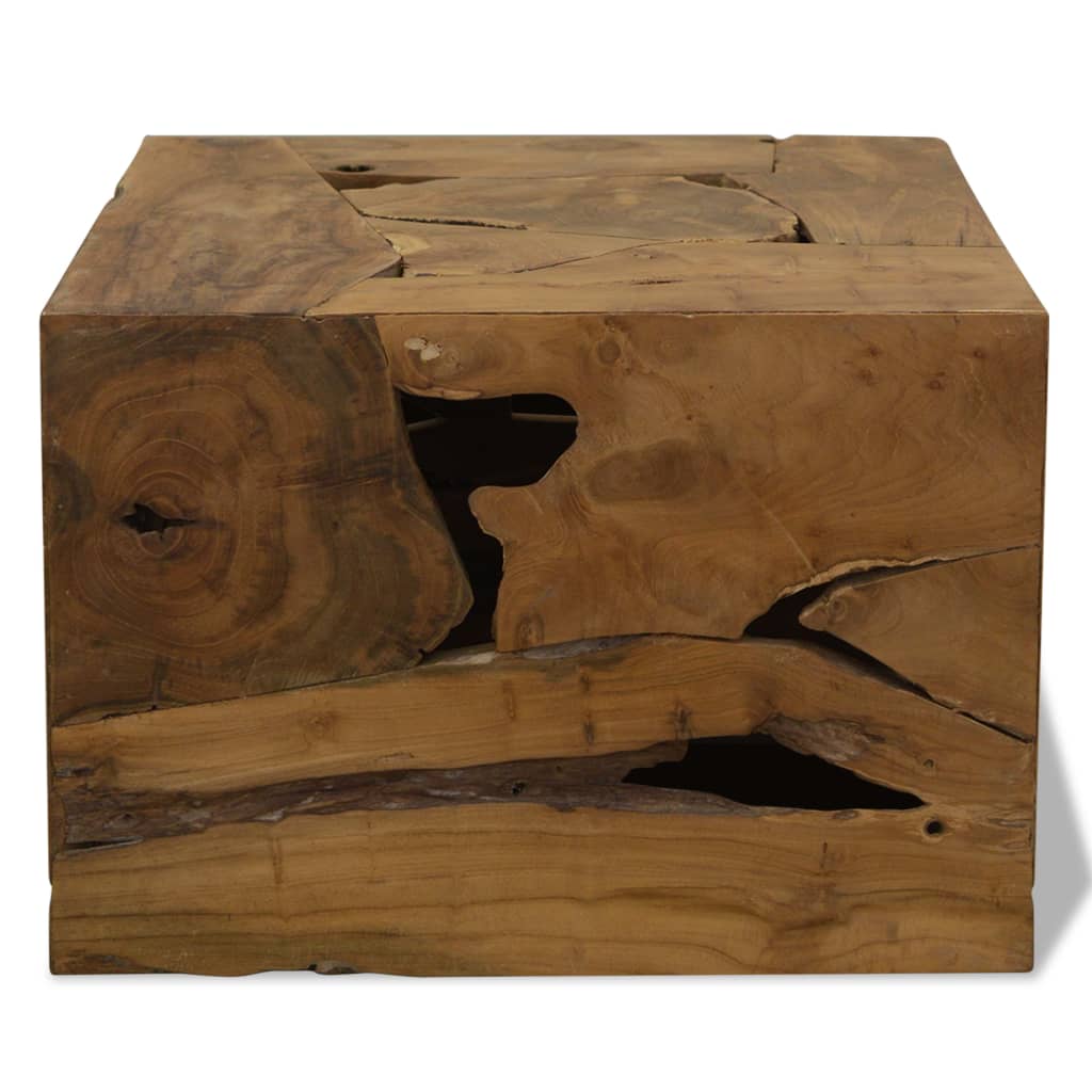 Coffee table, 50 x 50 x 35 cm, natural teak wood, brown