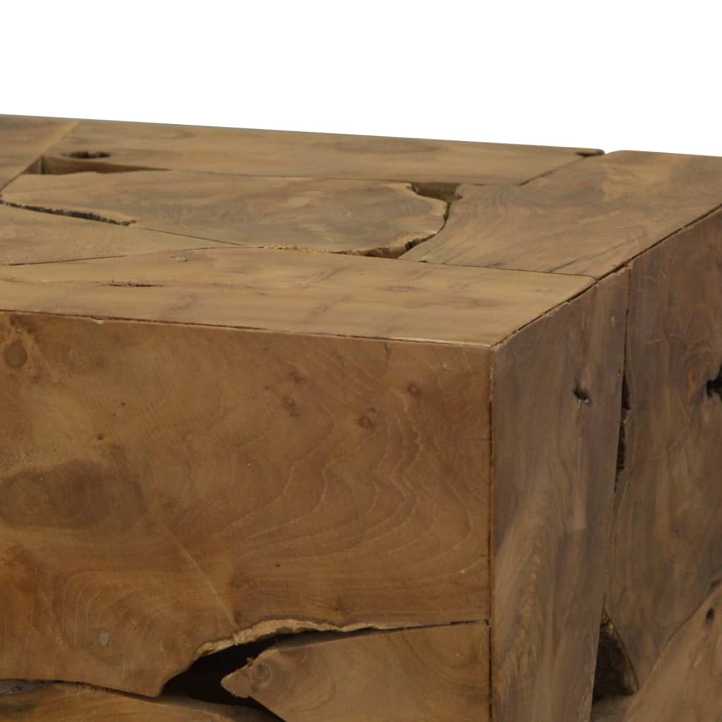 Coffee table, 50 x 50 x 35 cm, natural teak wood, brown