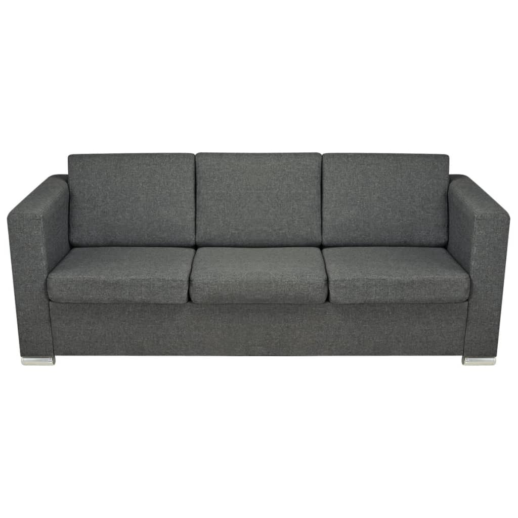 Sofa set, 2 pieces, dark grey, fabric