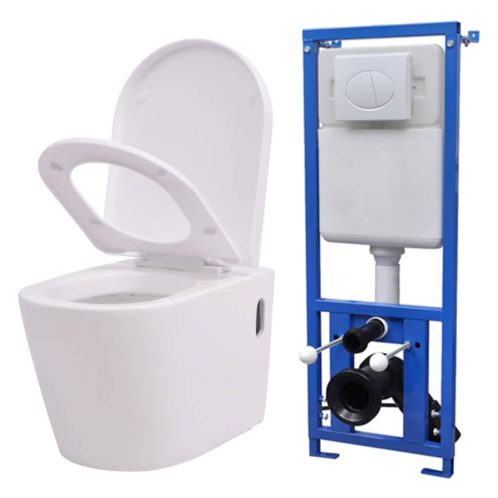 Wall-hung toilet with concealed cistern, ceramic, white