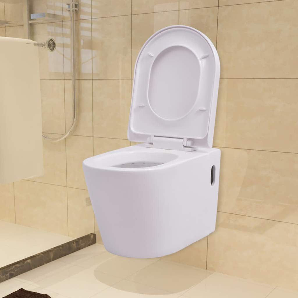 Wall-hung toilet with concealed cistern, ceramic, white