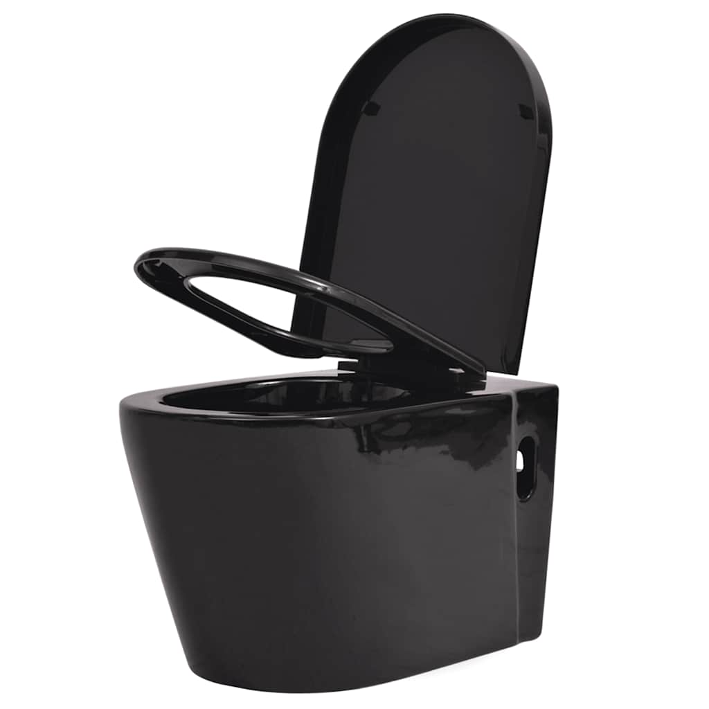 Wall-hung toilet with concealed cistern, ceramic, black