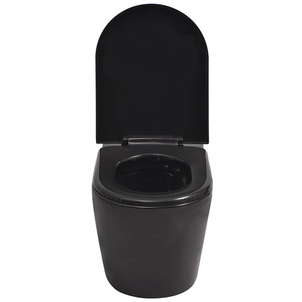 Wall-hung toilet with concealed cistern, ceramic, black