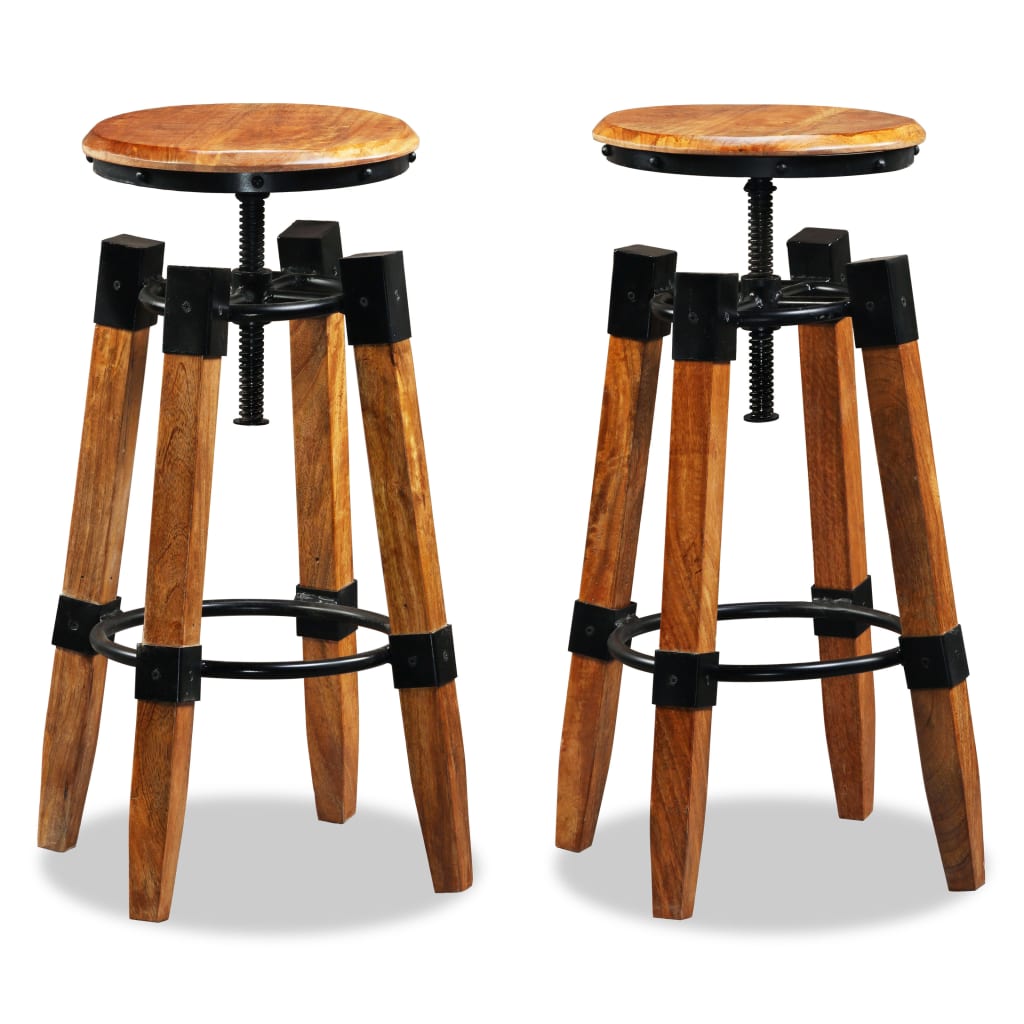 Bar stools, 2 pcs., solid mango wood