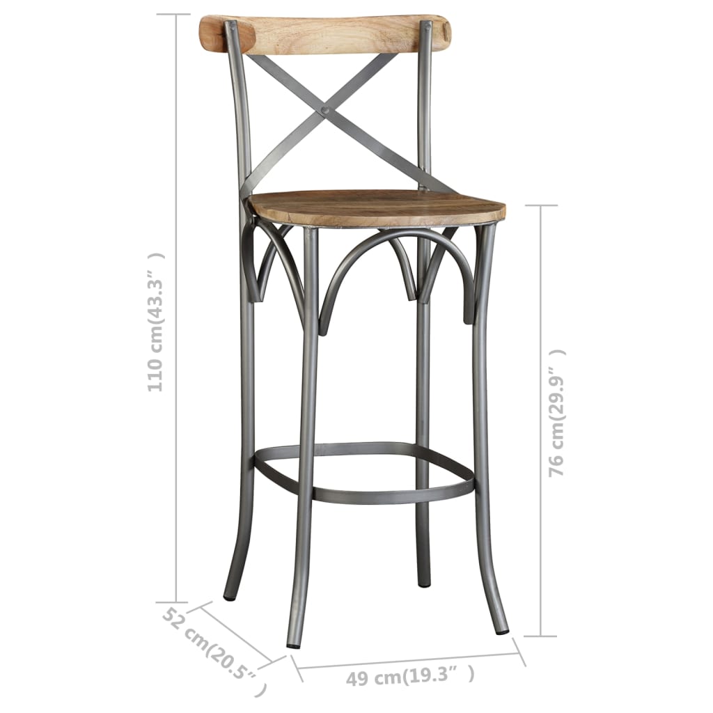 Bar stool, solid mango wood