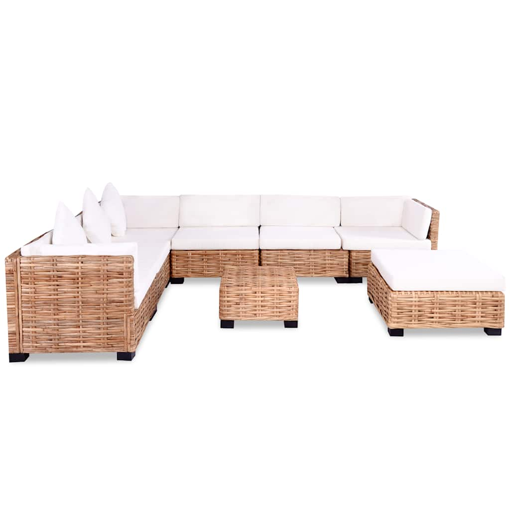 Set mobilier cu canapea 27 piese, culoare naturală, ratan