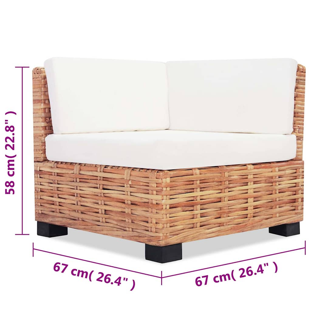 Set mobilier cu canapea 27 piese, culoare naturală, ratan