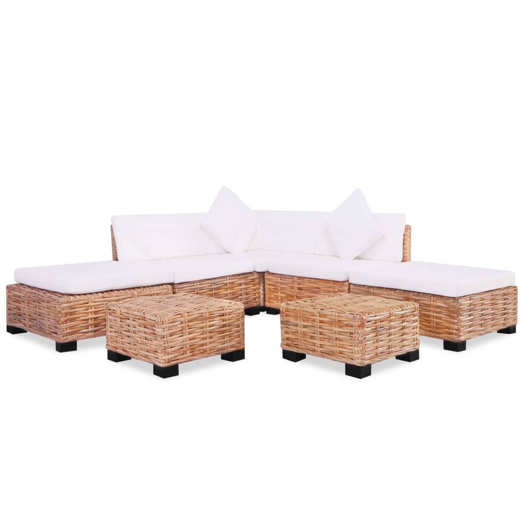 Sofa set, 18 pieces, natural rattan