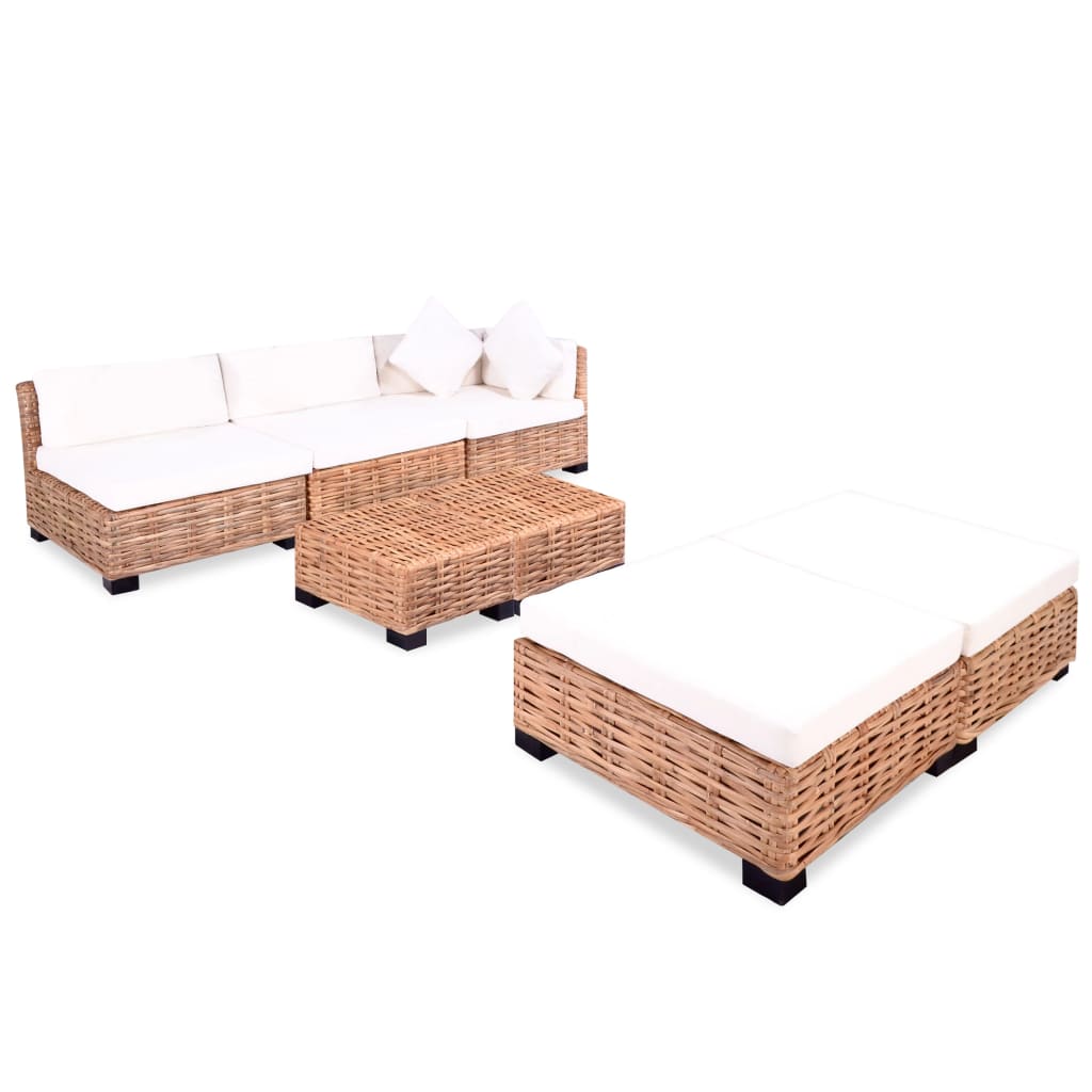 Sofa set, 18 pieces, natural rattan