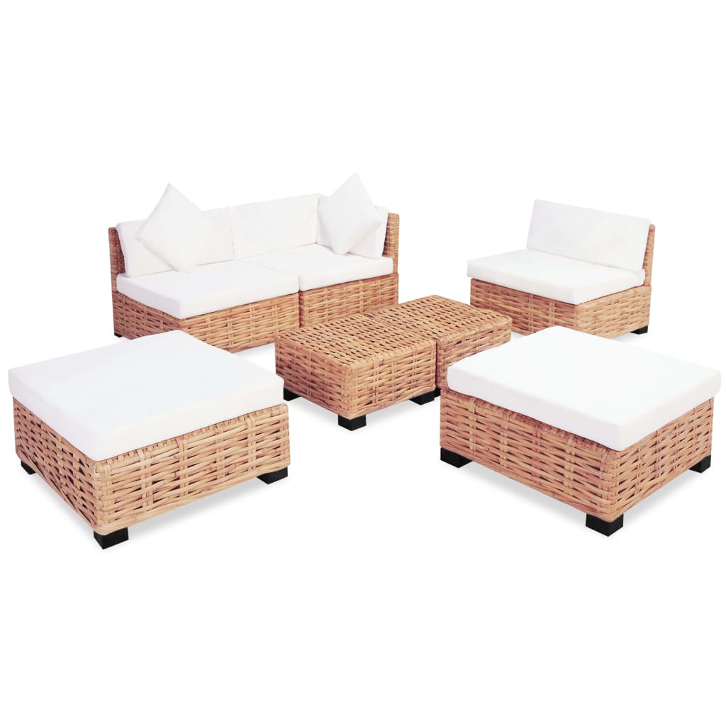 Sofa set, 18 pieces, natural rattan