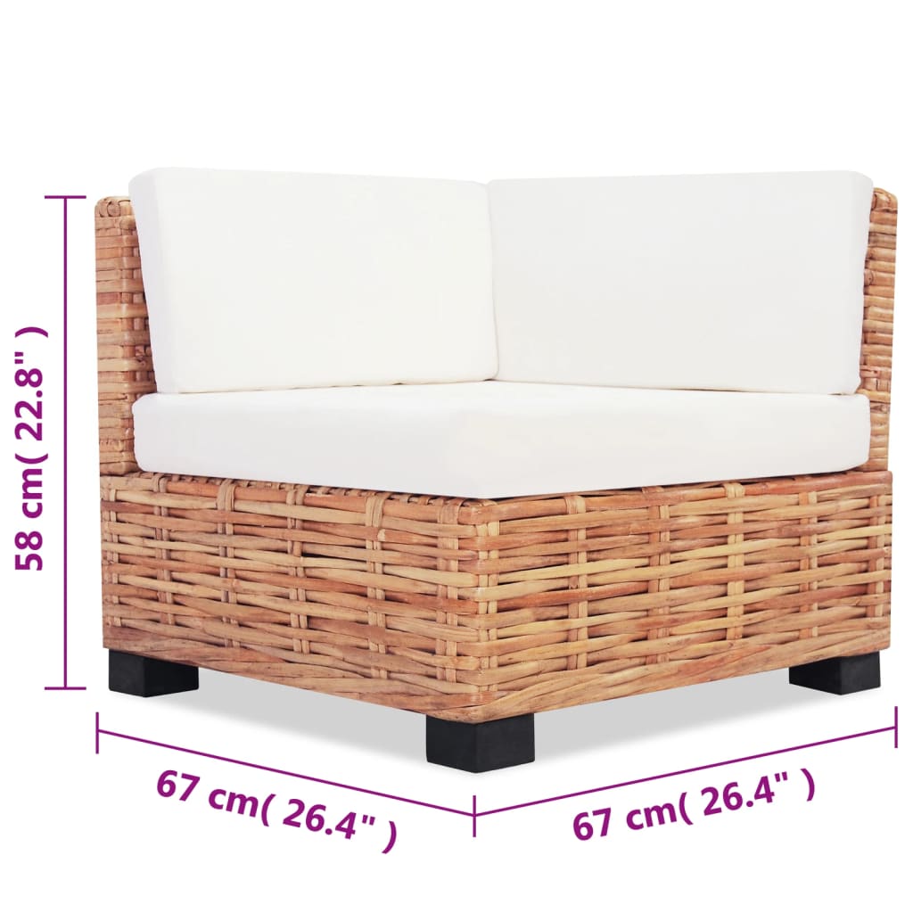 Sofa set, 18 pieces, natural rattan