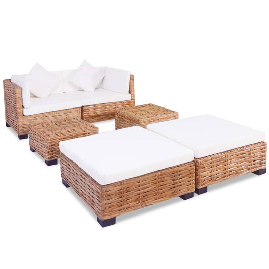 Sofa set, 16 pieces, natural rattan