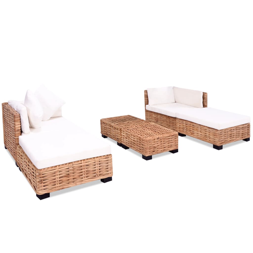 Sofa set, 16 pieces, natural rattan