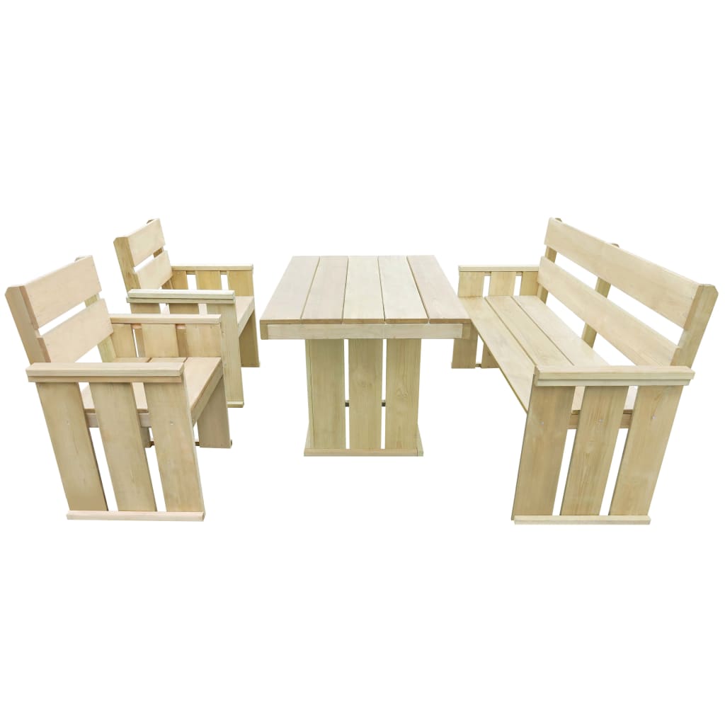 Set mobilier de exterior, 4 piese, lemn de pin tratat