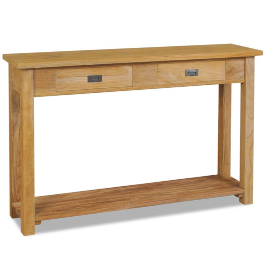 Solid teak console table, 120 x 30 x 80 cm