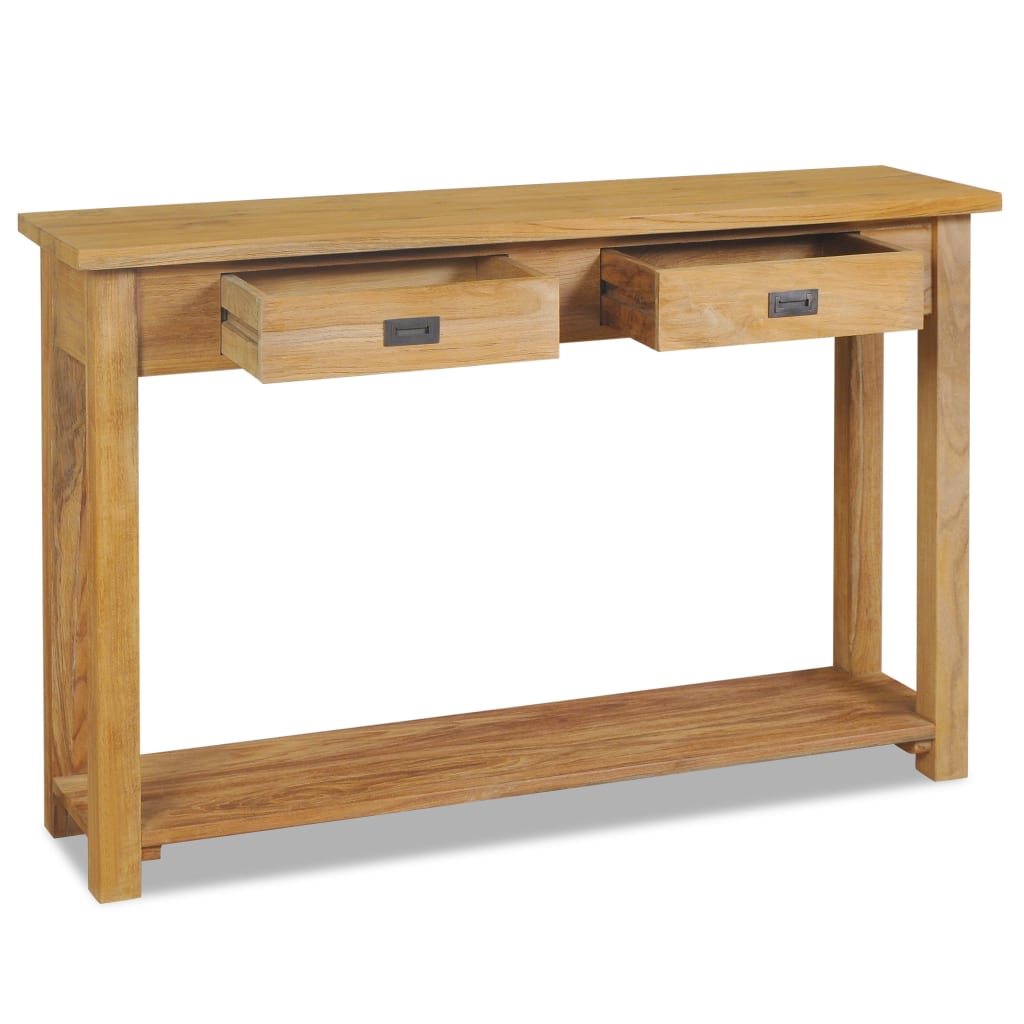 Solid teak console table, 120 x 30 x 80 cm