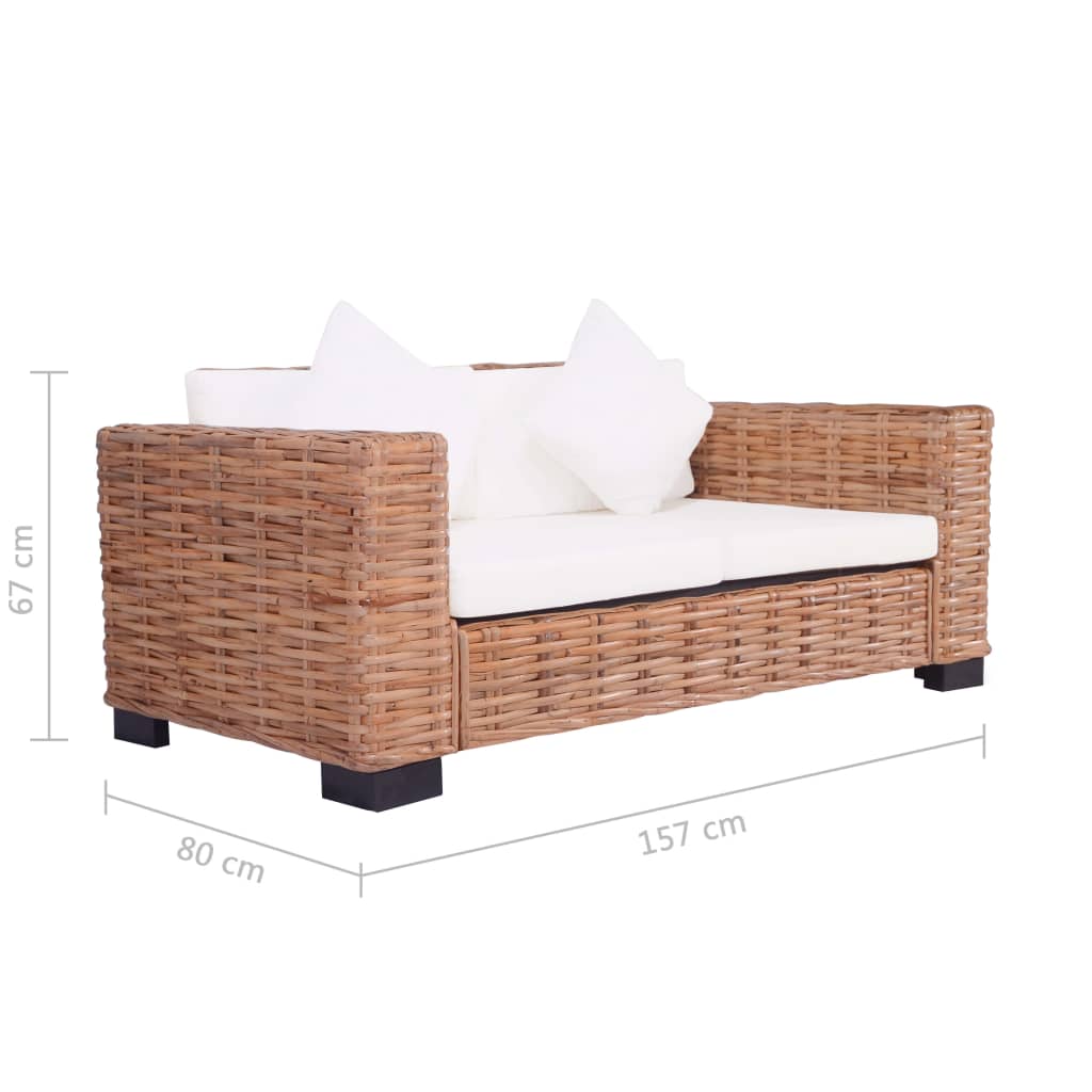 2-seater sofa, natural rattan