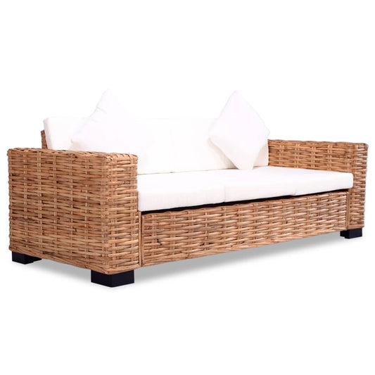 3-seater sofa, natural rattan