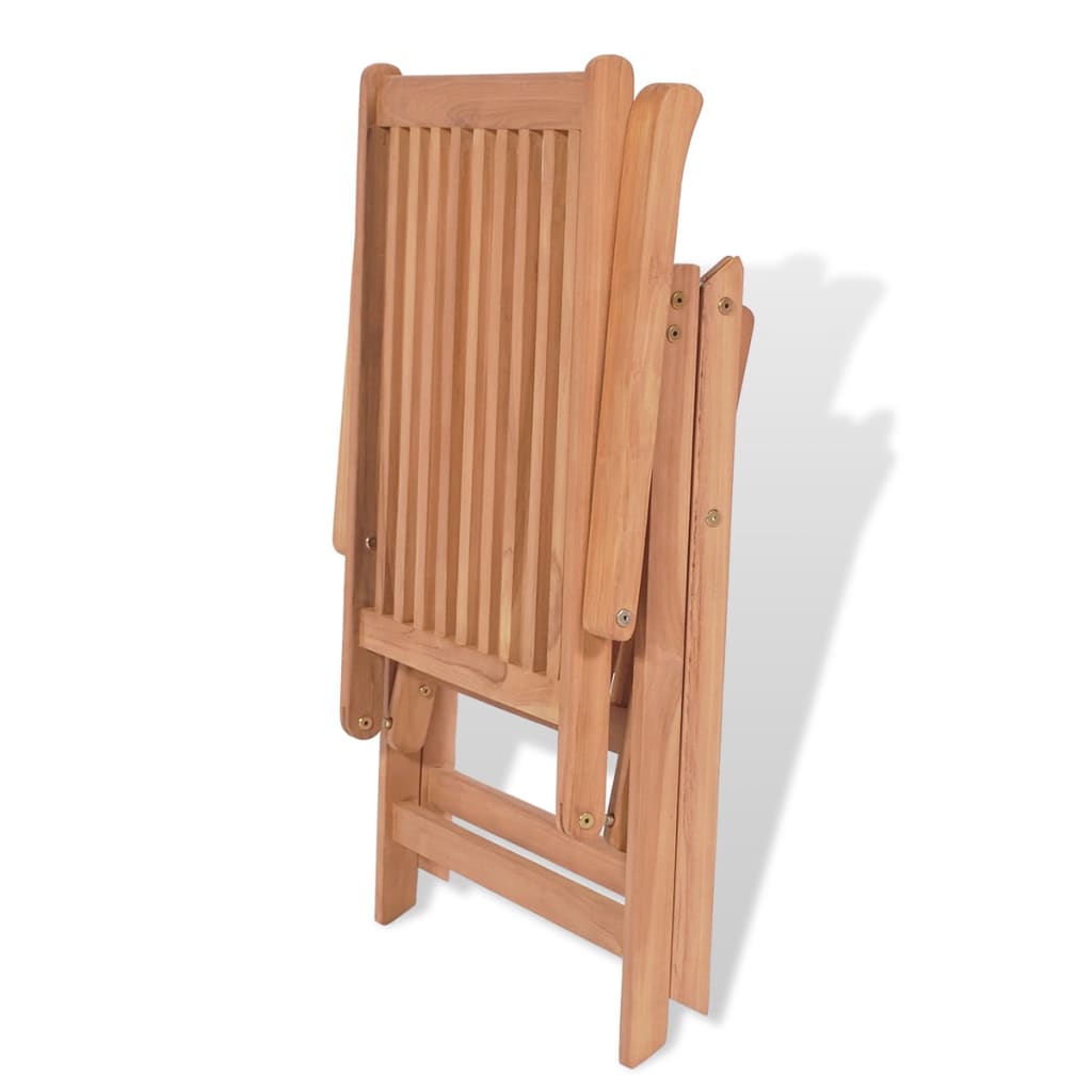 Outdoor furniture set with folding chairs 7 pieces solid teak wood