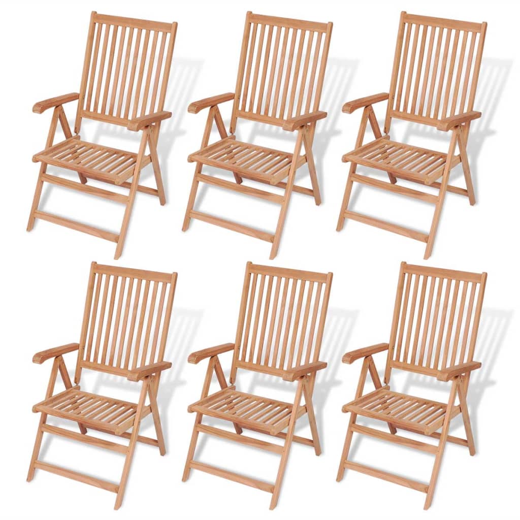 Outdoor furniture set with folding chairs 7 pieces solid teak wood