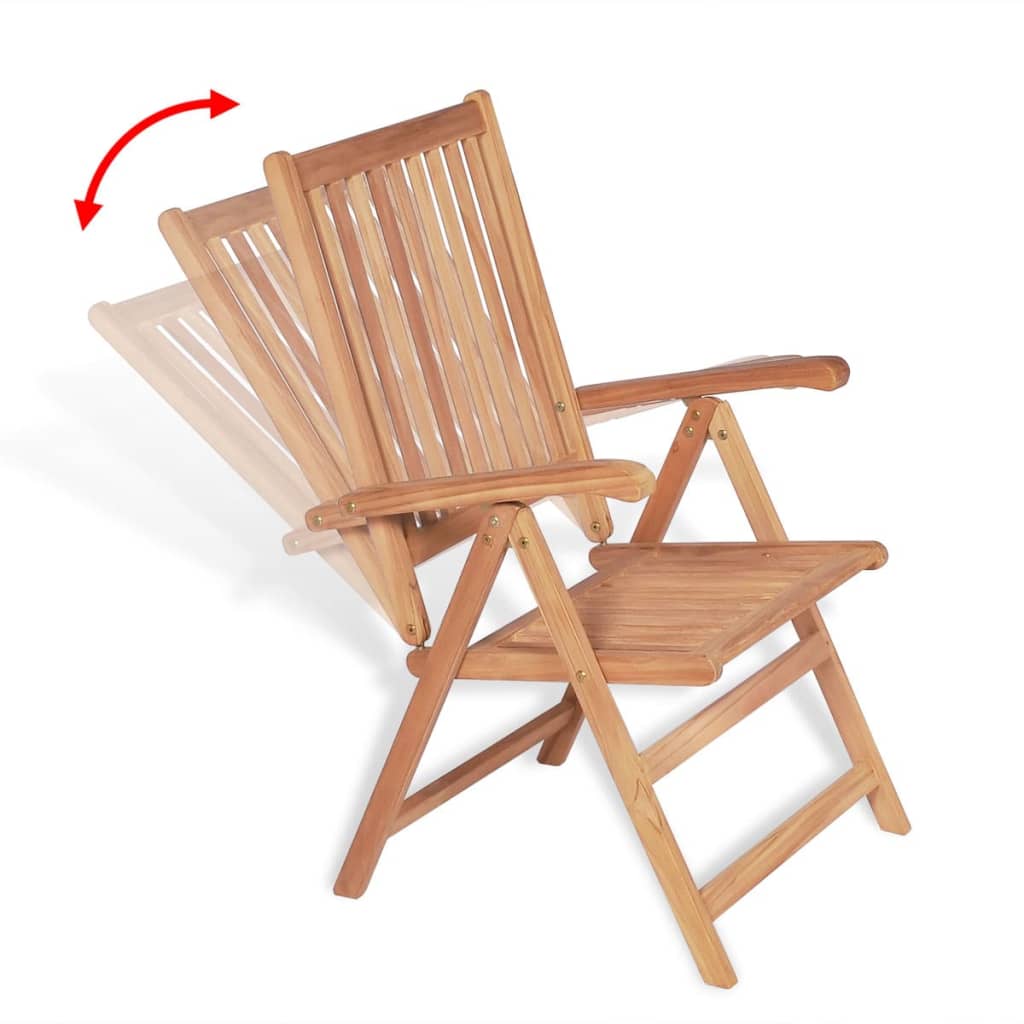 Outdoor furniture set with folding chairs 7 pieces solid teak wood