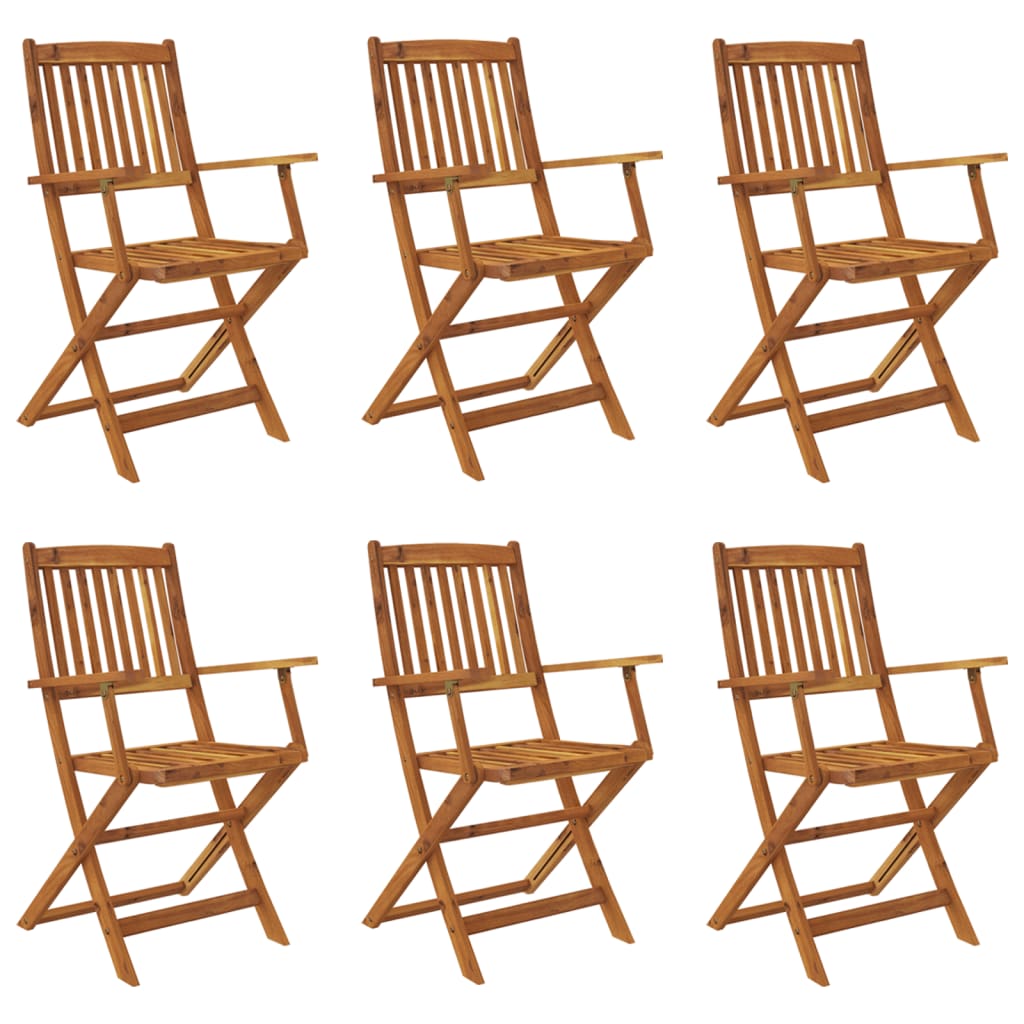 Set mobilier de exterior pliabil, 7 piese, lemn masiv de acacia